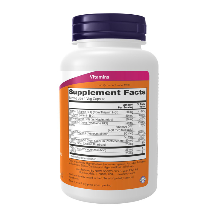 NOW Foods Supplements, Vitamin B-50 mg, Energy Production*, Nervous System Health*, 100 Veg Capsules