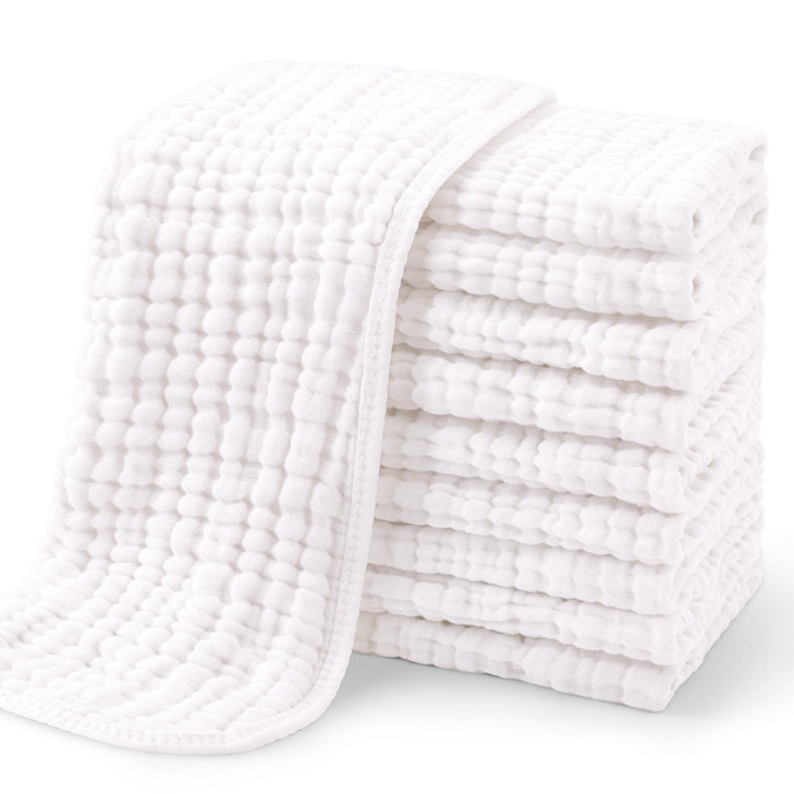 Yoofoss Muslin Burp Cloths for Baby 10 Pack 100% Organic Cotton Baby Washcloths for Boys Girls Large 20''X10'' Super