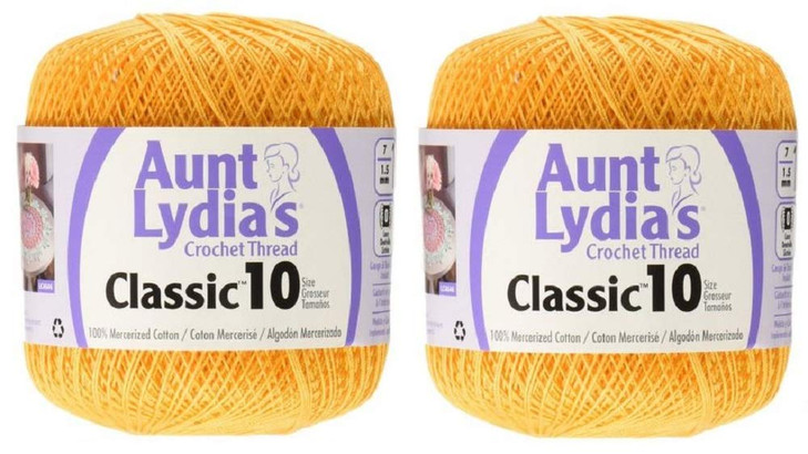 Aunt Lydia's Crochet Thread - Size 10 - Goldenrod (2-Pack)