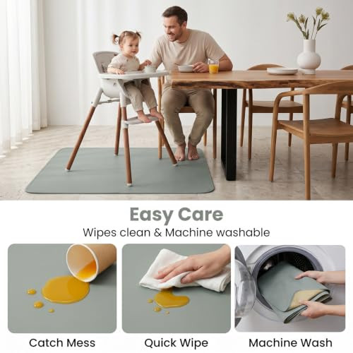 Splat Mat for Under High Chair, Waterproof Washable High Chair Floor Mat