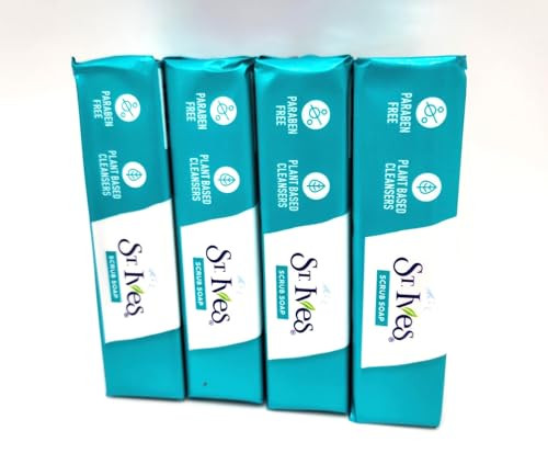 St. Ives' Scrub Bar Soap with Coconut Water, Aloe, and Walnut (4 Packs)