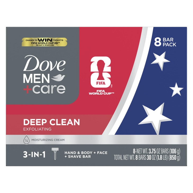 DOVE MEN + CARE Men's Bar Soap Deep Clean More Than Bar Soap 8 Bars 3.75 oz