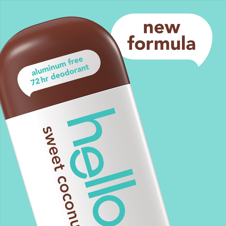 hello Sweet Coconut Aluminum Free Deodorant for Women and Men, 72-Hour Deodorant, Only 9 Ingredients, Baking Soda