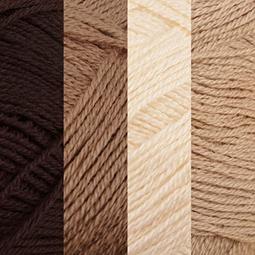 JubileeYarn Baby Soft Bamboo Cotton Yarn - 50g/Skein - Shades of Brown - 4 Skeins