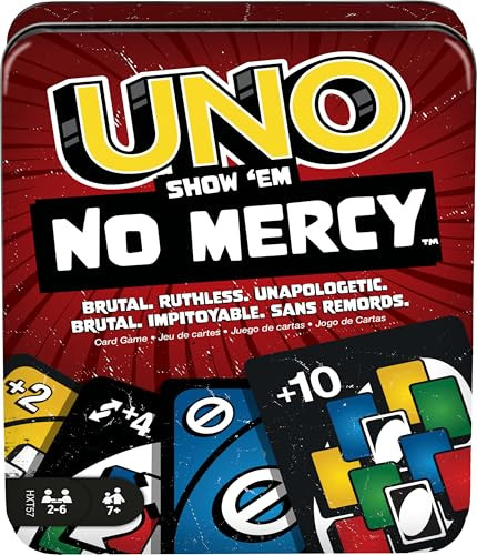 Mattel Games UNO Show em No Mercy Card Game in Storage Tin,Ages 7+