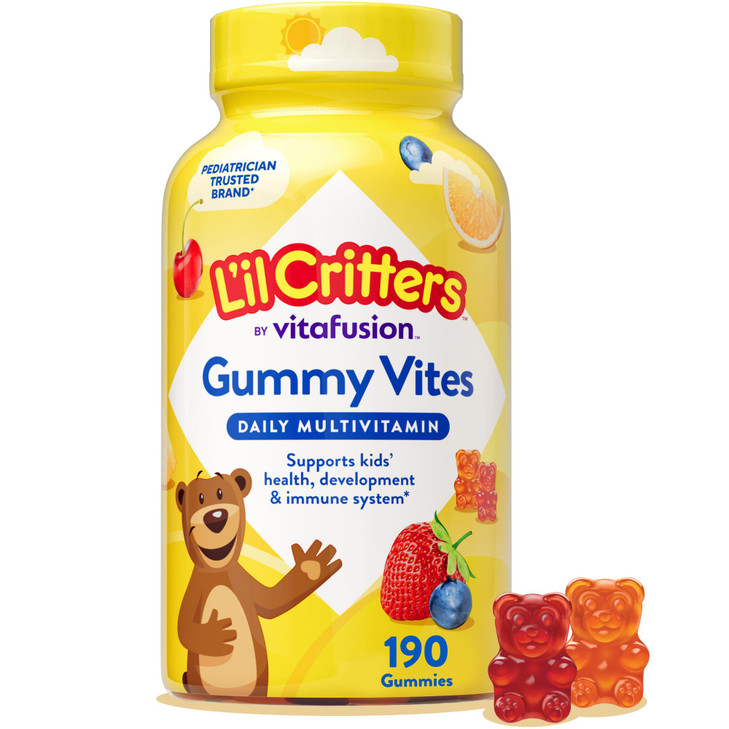 L'il Critters Gummy Vites Daily Kids Multivitamins Assorted Fruit Flavors for Ages 2+ Toddlers & Kids, Gummy Vitamin with Vitamin C and D, 95-190 Day