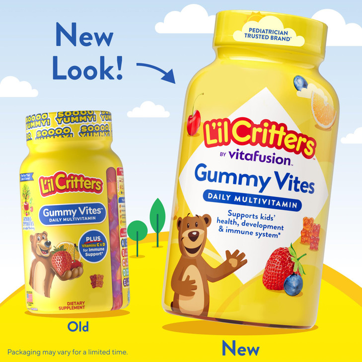 L'il Critters Gummy Vites Daily Kids Multivitamins Assorted Fruit Flavors for Ages 2+ Toddlers & Kids, Gummy Vitamin with Vitamin C and D, 95-190 Day