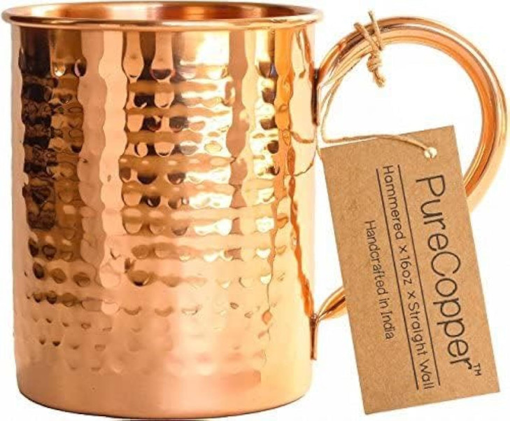 MEKBOK 12oz Stainless Steel Moscow Mule Mug, Hammered Metal Moscow Mule Cup with Handle, Food Grade Anti-Rust Cocktail