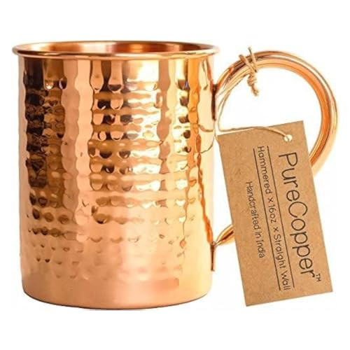 MEKBOK 12oz Stainless Steel Moscow Mule Mug, Hammered Metal Moscow Mule Cup with Handle, Food Grade Anti-Rust Cocktail