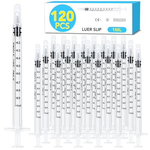 120 PCS 1ml Syringe with Cap for Liquid, Oral Syringes without Needle for Medicine Dropper, Colostrum Collect, Liquid