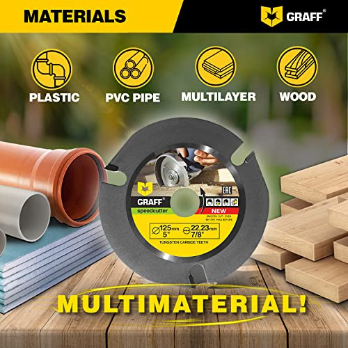 GRAFF SPEEDCUTTER 5 Inch Wood Carving Disc for Angle Grinder - Circular Saw Blade for Cutting, Sculpting & Shaping -
