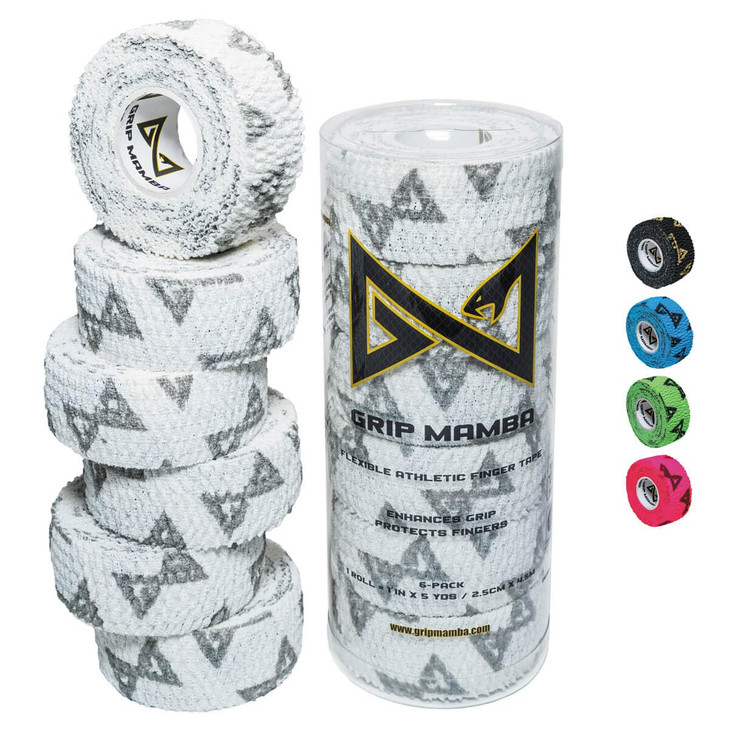 GRIP MAMBA Elastic Athletic Finger Tape, 1Wide w/Premium Adhesive, Protects Hand Thumb Fingers Enhances Grip, Sleeve