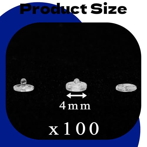 kaihuiyyyt 4mm/0.16" Super Tiny Plastic Snap Closures 100 Pcs Clear Snaps Mini Doll Buttons, Doll Size Dresses Buttons