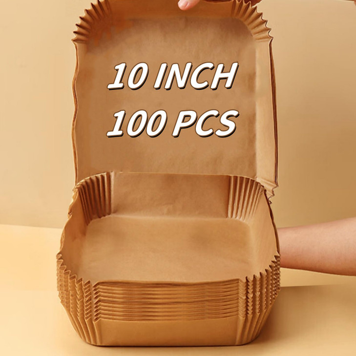 MAXTBEE 10 Inch Air Fryer Liners Disposable, 100PCS Air Fryer Paper Liners, Oil-Proof & High-Temperature Resistant