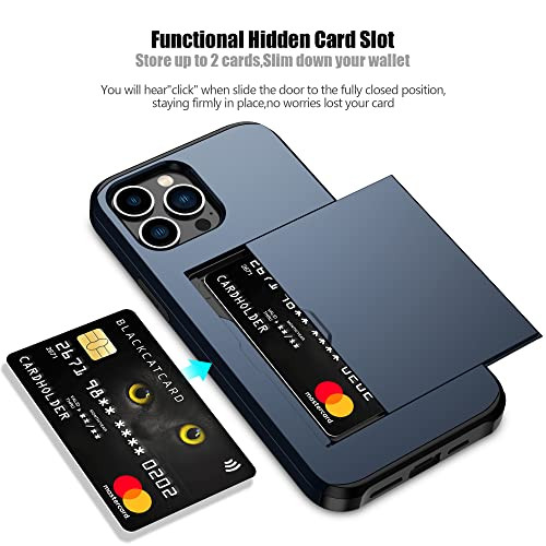 Nvollnoe for iPhone 13 Pro Max Case with Card Holder Blue