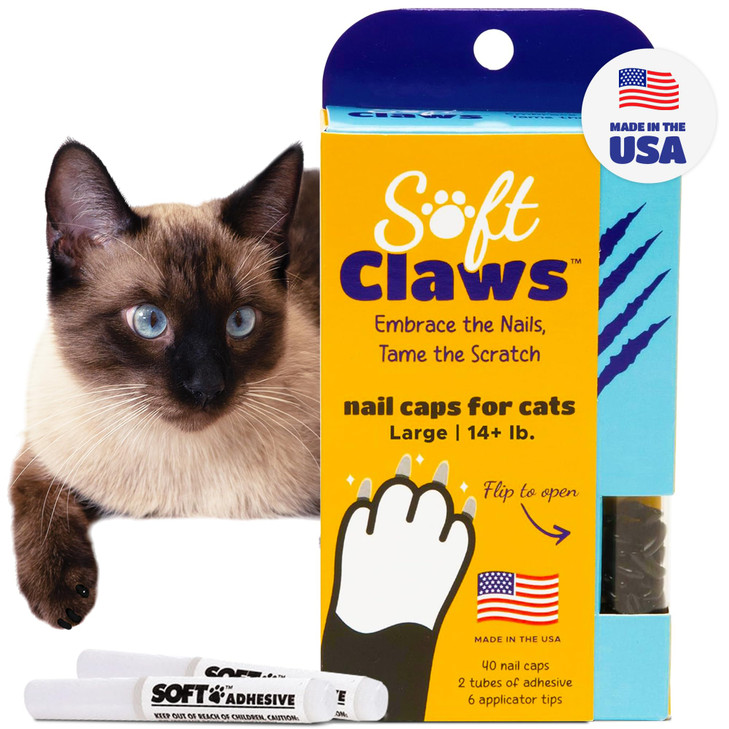 Soft Claws Nail Caps for Large Cats, 40 Caps, Black