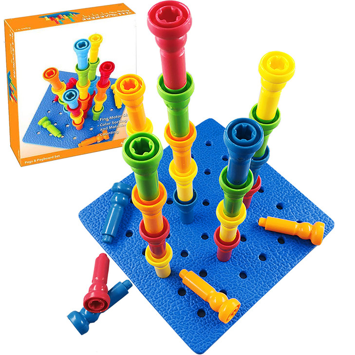 VIPAMZ Peg Board Set Toys-Montessori Occupational Therapy Fine Motor Skills Toy, Suitable for Toddlers and