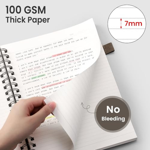 EMSHOI Lined Spiral Journal Notebook, 300 Pages, A5 Size (5.7'' x 8.2'')