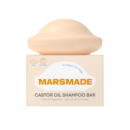 Marsmade Castor Oil Shampoo Bar Hydrating & Moisturizing Natural Hair Soap for Bathing, Hair Growth & Scalp