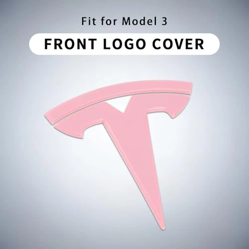 Emblem Cover for Tesla Model 3 2023-2017 Accessories Plastic Logo Cover ABS Logo Caps 2 PCS Pink