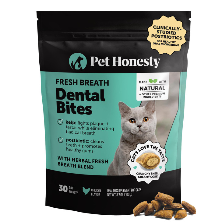 Fresh Breath Dental Bites for Cats  Crunchy & Creamy Cat Dental Treats for Fresh Breath, Tartar & Plaque Control 