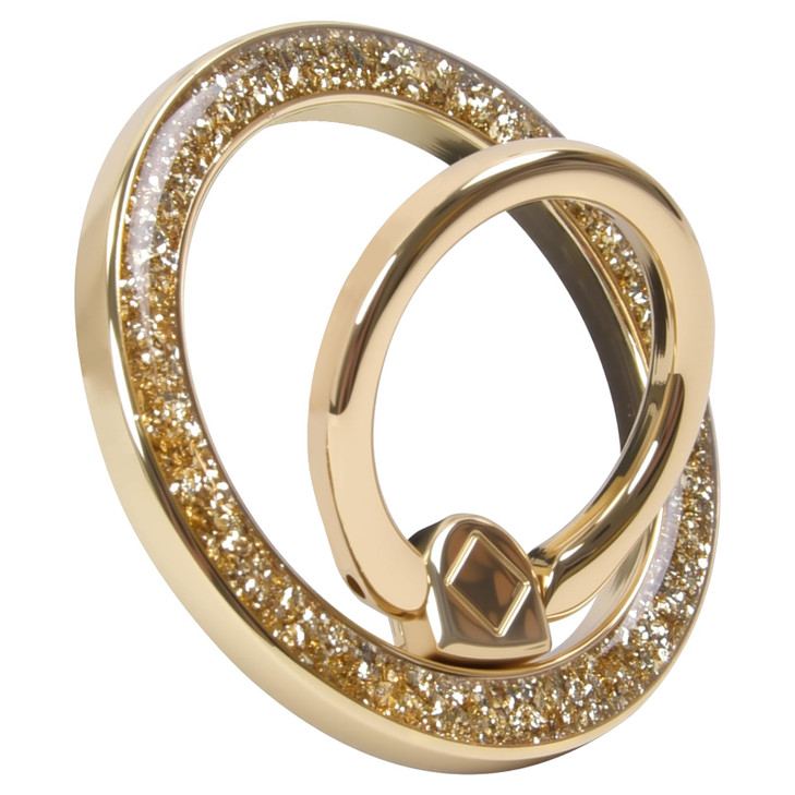 Magnetic Phone Ring for MagSafe Grip [Super Magnet] Gold Twinkle Design Ring Holder Stand, magsafe pop Socket (Gold)