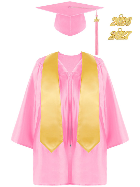 SOMSOC 4 Pieces Kindergarten Graduation Gown Grad Cap Set for Kids Preschool Nursery Graduation Stole Gown with 2025