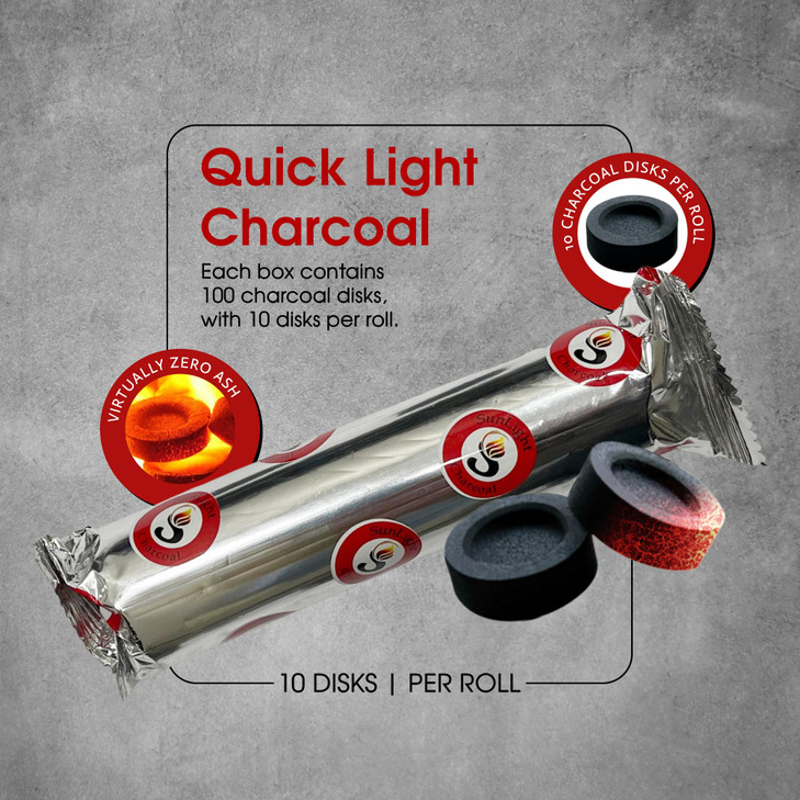 Sunlight® Charcoal Tablets for Incense Quick Light Charcoal Tablets  Charcoal Disk Lights  33 mm Resin Burner Rolls