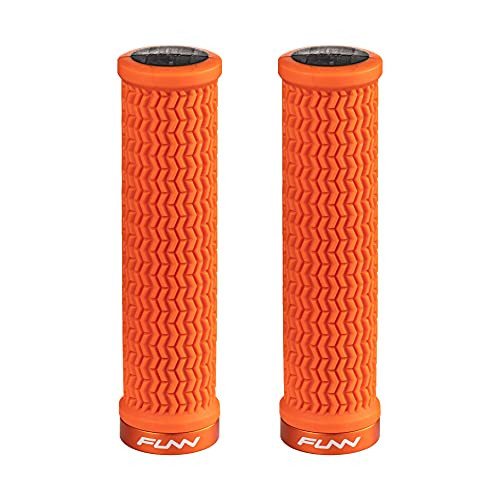 Funn Holeshot MTB Bike Grips with Single Lock On Clamp (Orange)
