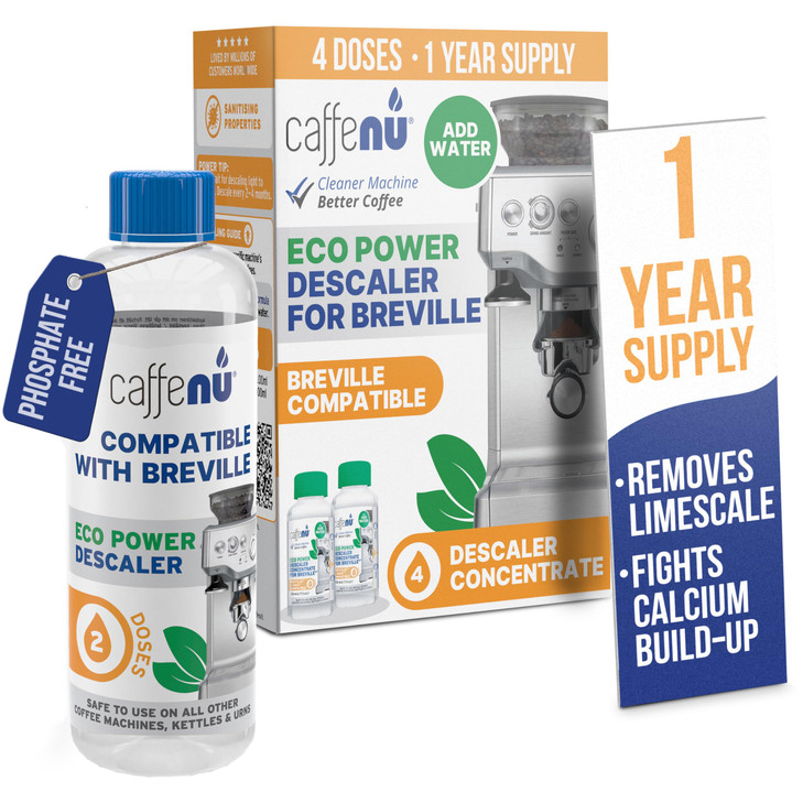 Caffenu Breville Compatible Descaling Solution, 2 Bottles, 4-Use Descaler