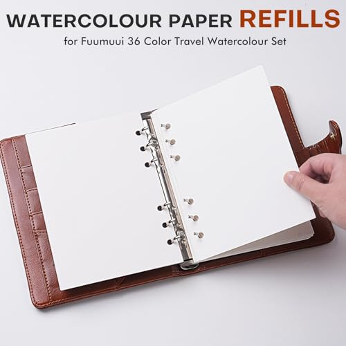 Fuumuui Watercolor Paper Refill for 36-Colors Travel Watercolor Set - 300gsm 100% Cotton Cold Pressed Pre-Punched
