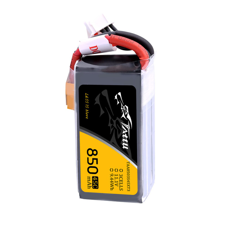 TATTU 850mAh 11.1V 45C 3S LiPo Battery Pack with XT30 Plug for Multirotor FPV 150 180 Size Quadcopter