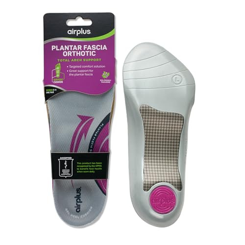 Airplus Plantar Fasciitis Orthotic 3/4 Length Shoe Insole- Foam Shell & Gel Heel - Deep Heel Cup, Full-Foot Arch