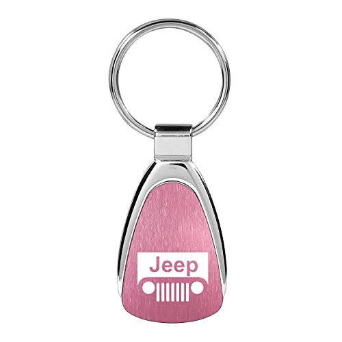 Au-Tomotive Gold, Inc. Officially Licensed Pink Teardrop Key Chain for Jeep Grille
