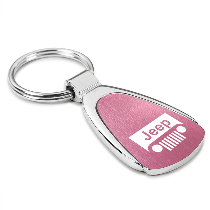 Au-Tomotive Gold, Inc. Officially Licensed Pink Teardrop Key Chain for Jeep Grille