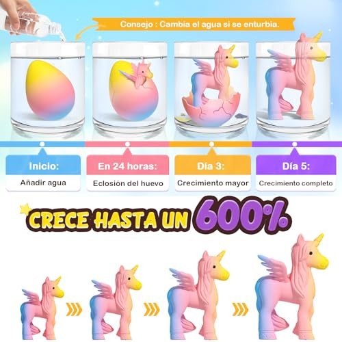 Unicorn Hatching Rainbow Eggs for Kids, 6 Pack Unicorn Toys Craft Kits Gift