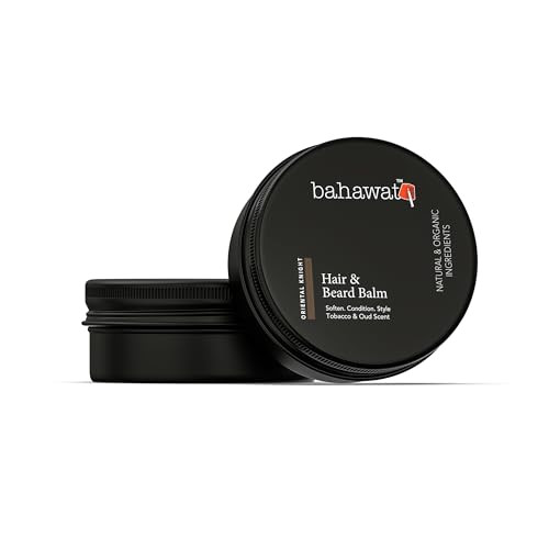 BAHAWAT Beard Balm Tobacco Oud - Styles, Strengthens & Softens Beards - Natural Beard Conditioner- ZERO GRIT Balm -