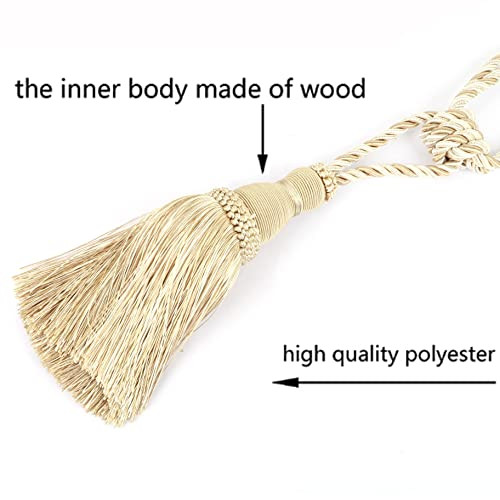 BEL AVENIR 2 Pack Curtain Tiebacks Tassel Drapery Tie-Backs Rope Holdbacks