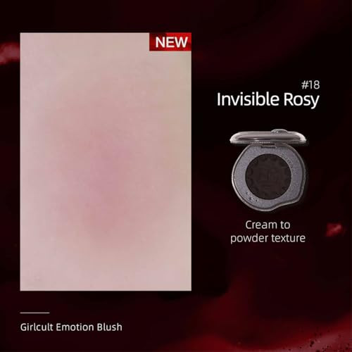 GIRLCULT Cream-to-Powder Blush, Buildable Rosy Berry Color #18