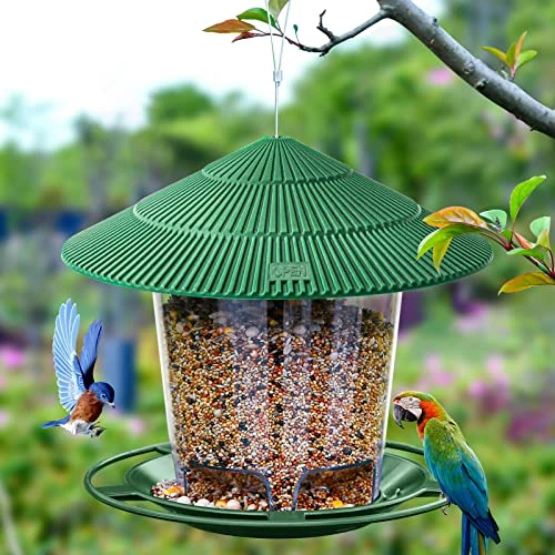 Hanizi Bird Feeder Outdoor Hanging for Wild Bird Seed, Green