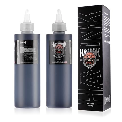 HAWINK Black Tattoo Ink 8oz (240ml) Vegan-Friendly USA Standard Pigment Tattoo Supplies Pure Black TI203-240-001