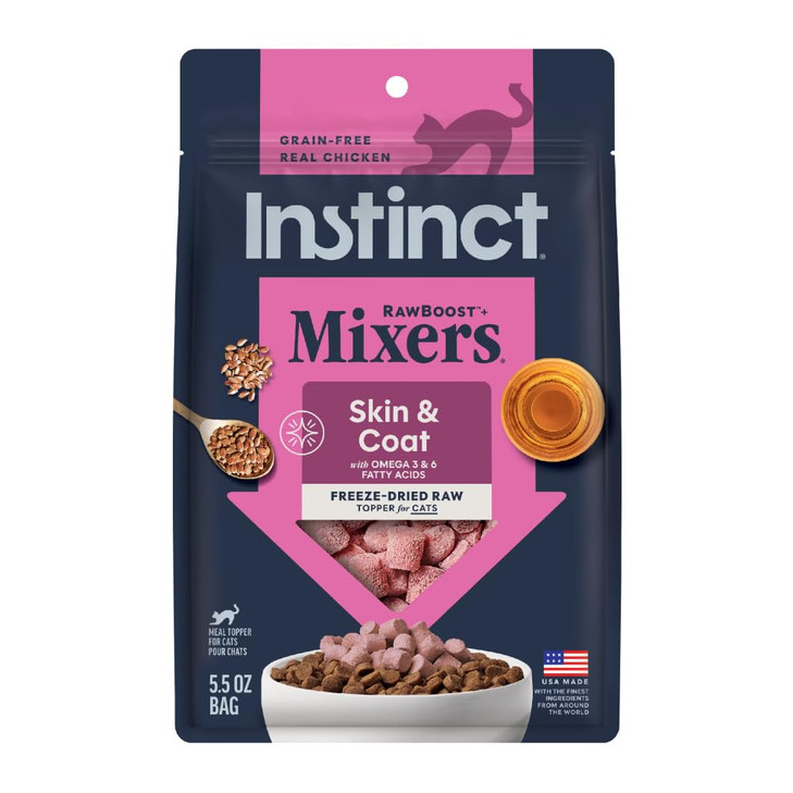 Instinct Freeze Dried Mixers, Cat Food Toppers, Skin & Coat, 5.5 oz