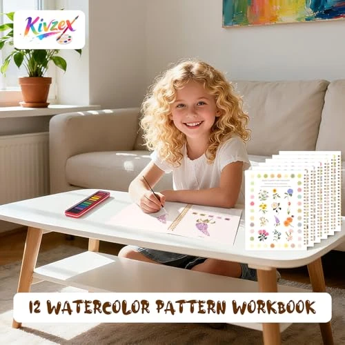 Kivzex Watercolor Workbook for Adults, Beginner Friendly Watercolor Painting Kit Flowers Water Coloring Book,