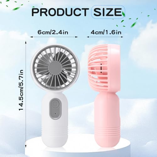Rossesay 3 Pcs Mini Portable Fan 3 Speed Rechargeable, Black, White, Pink