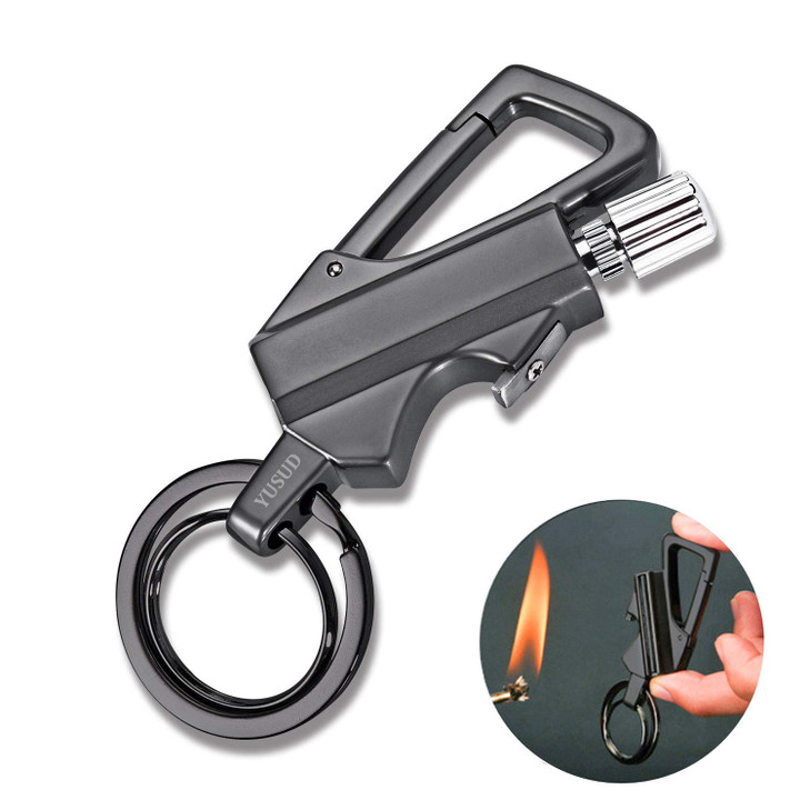 YUSUD Permanent Match, Flint Fire Starter Never Ending Match Keychain Lighter with Bottle Opener, Forever Waterproof