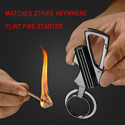 YUSUD Permanent Match, Flint Fire Starter Never Ending Match Keychain Lighter with Bottle Opener, Forever Waterproof