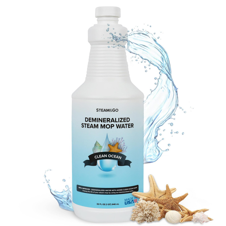 Steam & Go Demineralized Water for Steam Mop  Clean Ocean Scent, 32 oz (Pack of 1) | Scented Floor Cleaner Solution,
