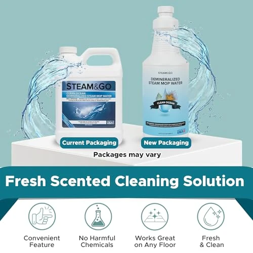 Steam & Go Demineralized Water for Steam Mop  Clean Ocean Scent, 32 oz (Pack of 1) | Scented Floor Cleaner Solution,