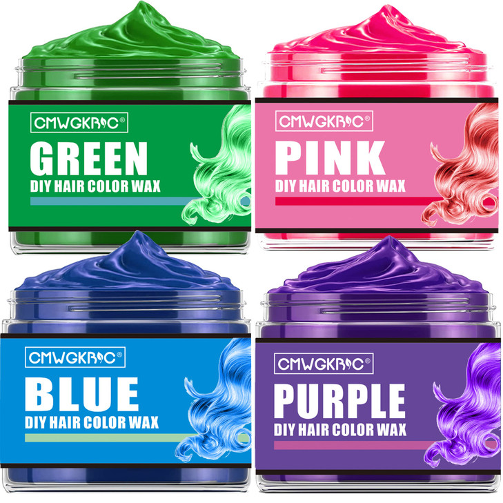4 Colors Temporary Hair Color,Green Purple Blue Pink Hair Dye Color Wax