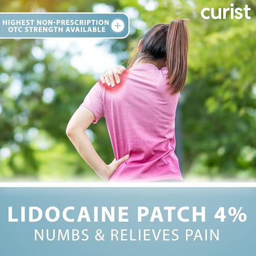 Curist Lidocaine Patches Maximum Strength with Curcumin - Numbing Topical Pain Relief for Back Relief, Neck Relief, &